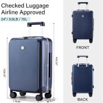 Hanke Upgrade 24" Checked In Suitcase with Front Laptop Pocket, Rolling Luggage with Spinner Wheels and TSA Lock,Aluminum Frame PC Hardside Travel Luggage for woman man, 24-inch Smoke White - Image 3